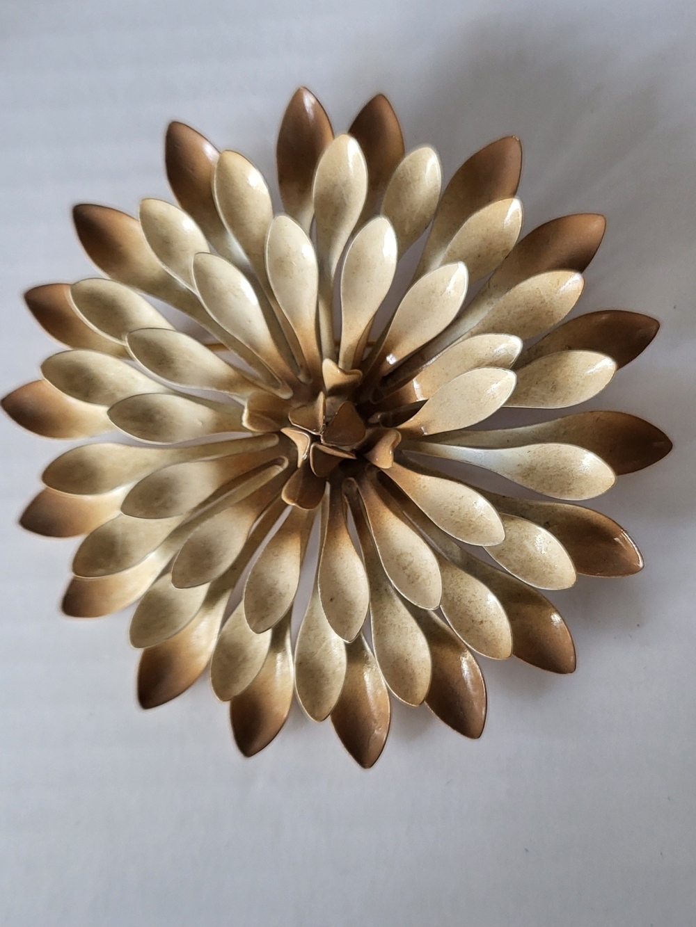 Vintage Enamel Layered Metal Flower Brooch